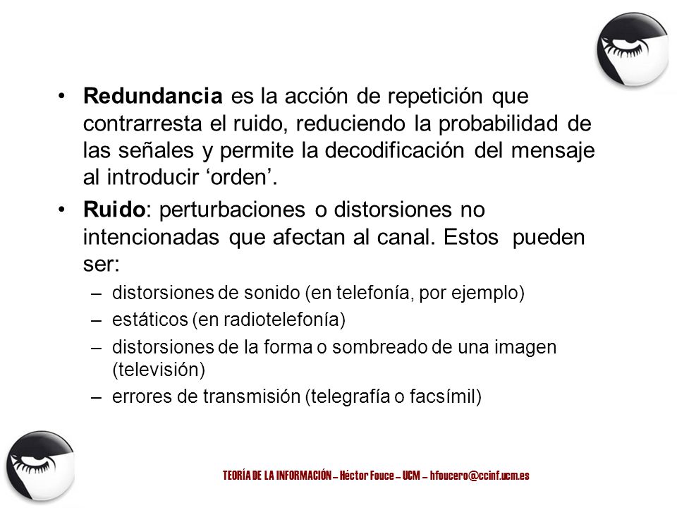 TEORÍA DE LA INFORMACIÓN – Héctor Fouce – UCM –