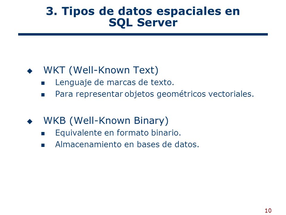 3. Tipos de datos espaciales en SQL Server