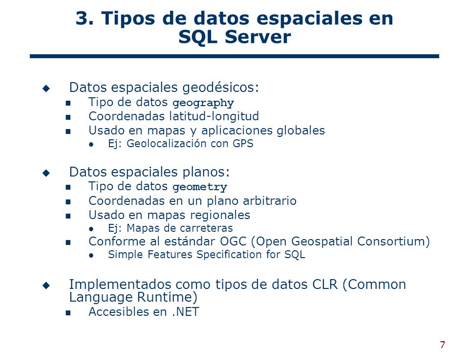 3. Tipos de datos espaciales en SQL Server