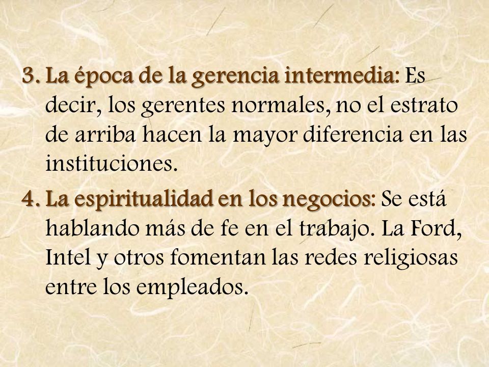 La época de la gerencia intermedia: Es decir, los gerentes normales, no el estrato de arriba hacen la mayor diferencia en las instituciones.