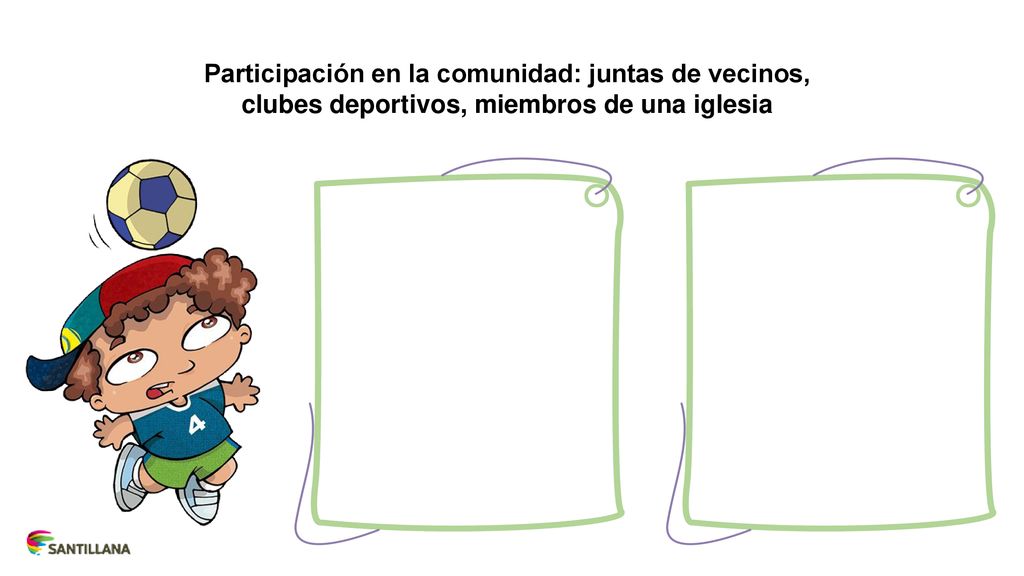 Participación en la comunidad: juntas de vecinos, clubes deportivos, miembros de una iglesia