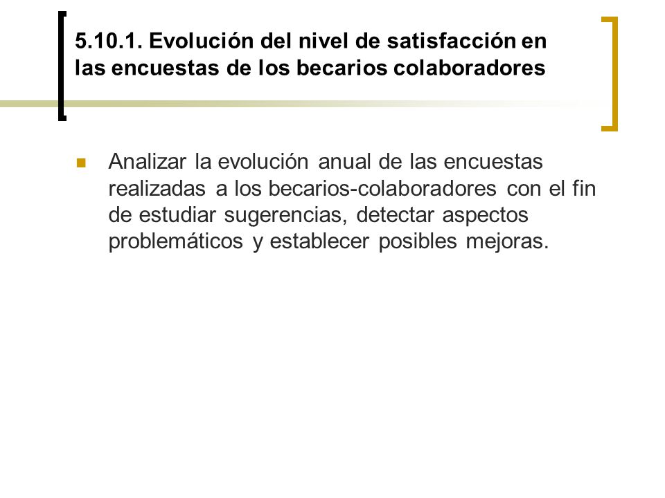 Evolución del nivel de satisfacción en las encuestas de los becarios colaboradores