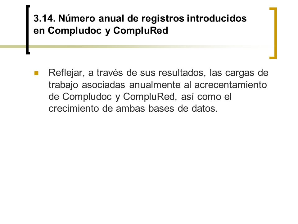 3.14. Número anual de registros introducidos en Compludoc y CompluRed