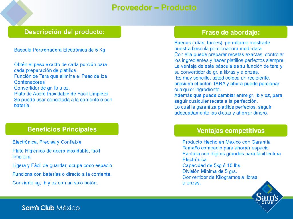 Descripción del producto: Beneficios Principales Ventajas competitivas