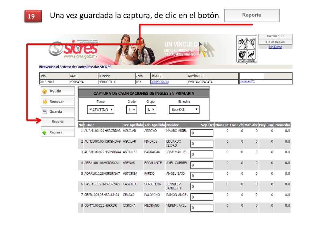 Una vez guardada la captura, de clic en el botón