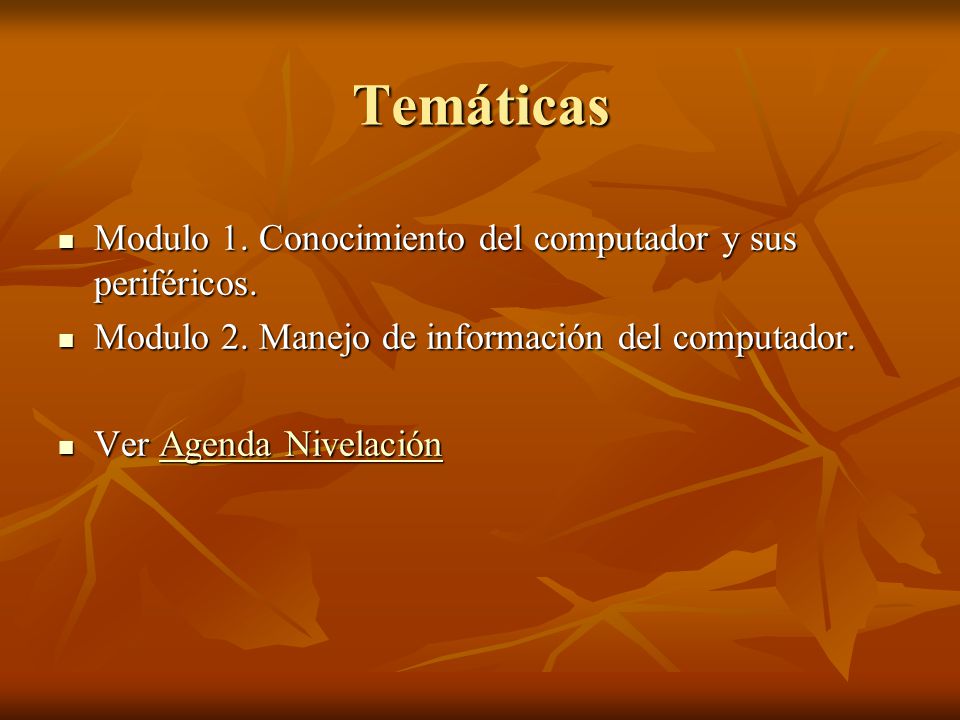 Temáticas Modulo 1. Conocimiento del computador y sus periféricos.