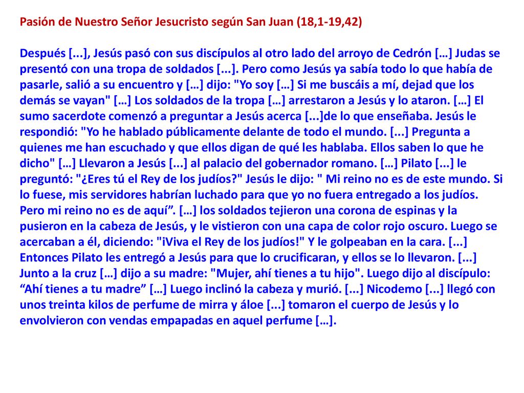 Pasión de Nuestro Señor Jesucristo según San Juan (18,1-19,42)