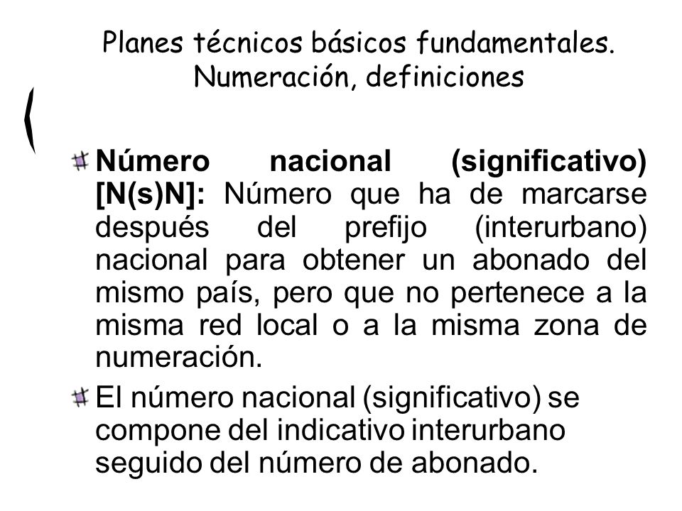 Planes técnicos básicos fundamentales. Numeración, definiciones