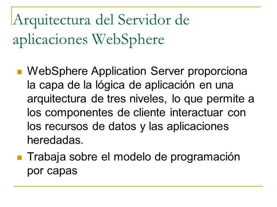 Arquitectura del Servidor de aplicaciones WebSphere