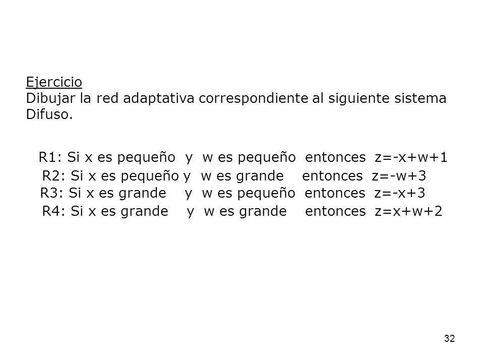 R2: Si x es pequeño y w es grande entonces z=-w+3