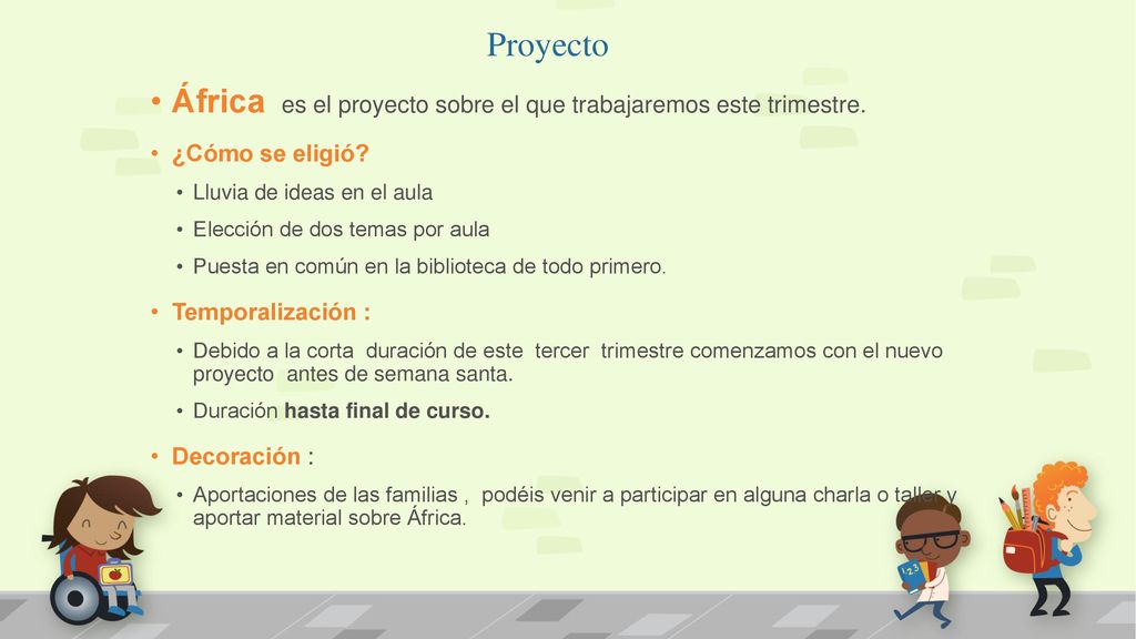 Proyecto África es el proyecto sobre el que trabajaremos este trimestre. ¿Cómo se eligió Lluvia de ideas en el aula.