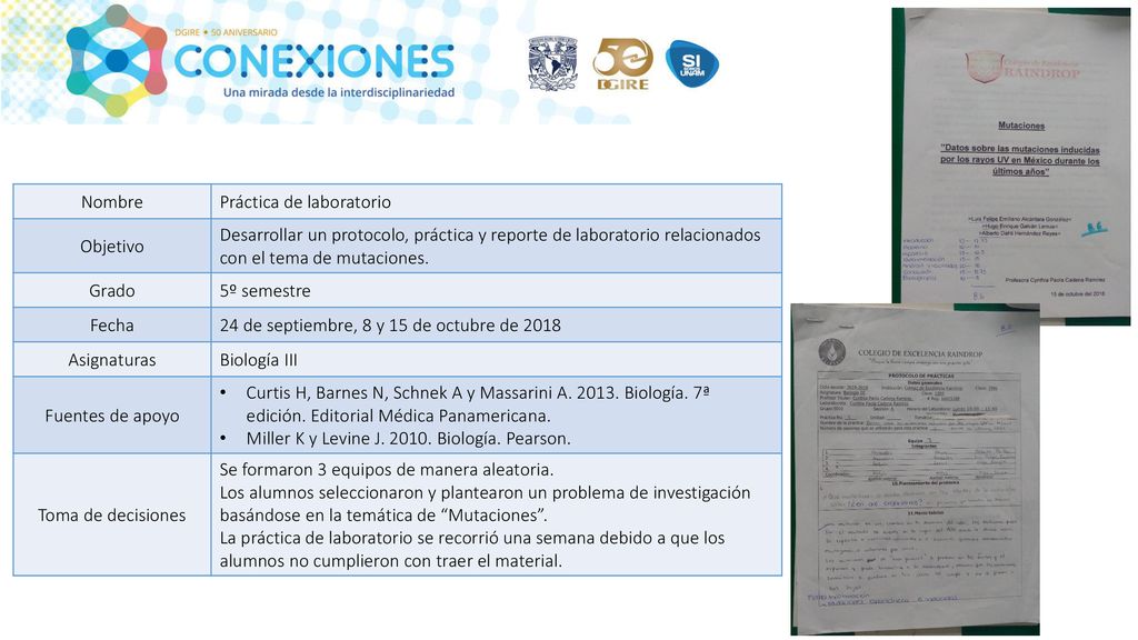 Nombre Práctica de laboratorio. Objetivo. Desarrollar un protocolo, práctica y reporte de laboratorio relacionados con el tema de mutaciones.