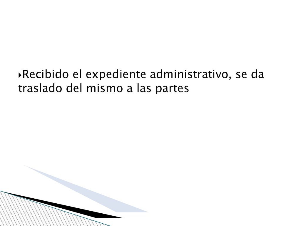 Recibido el expediente administrativo, se da traslado del mismo a las partes