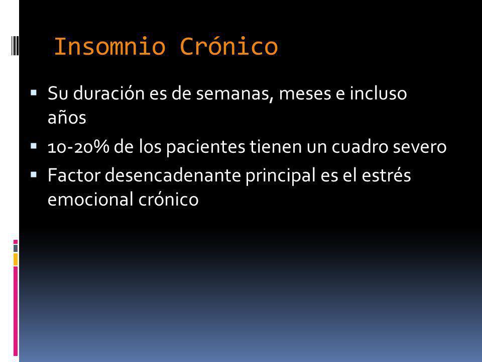 Insomnio Crónico Su duración es de semanas, meses e incluso años