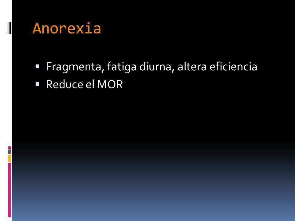 Anorexia Fragmenta, fatiga diurna, altera eficiencia Reduce el MOR