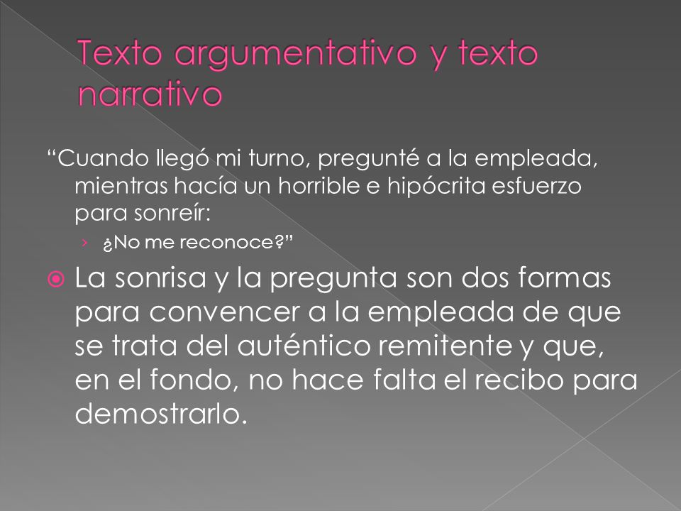 Texto argumentativo y texto narrativo