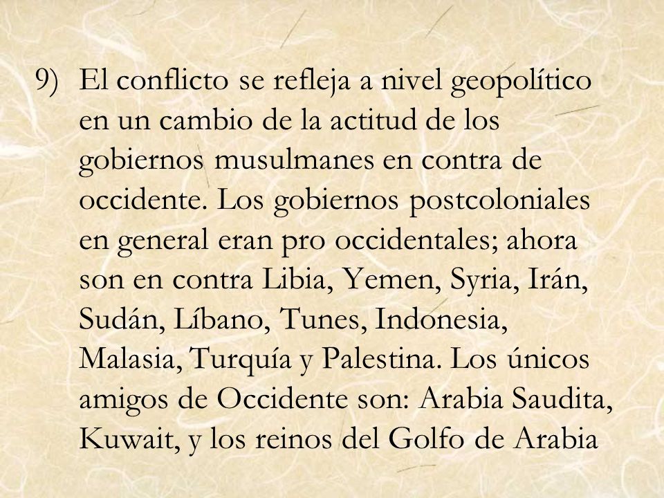 El conflicto se refleja a nivel geopolítico en un cambio de la actitud de los gobiernos musulmanes en contra de occidente.