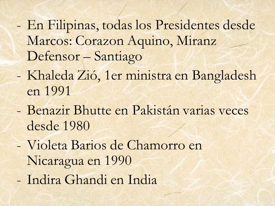 En Filipinas, todas los Presidentes desde Marcos: Corazon Aquino, Miranz Defensor – Santiago