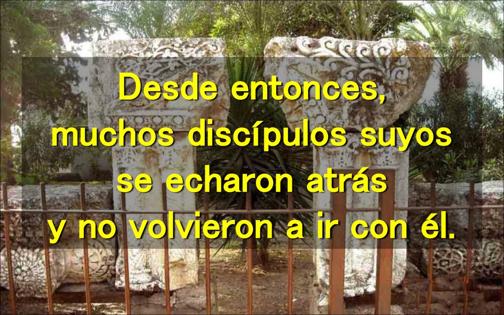 Desde entonces, muchos discípulos suyos se echaron atrás y no volvieron a ir con él.