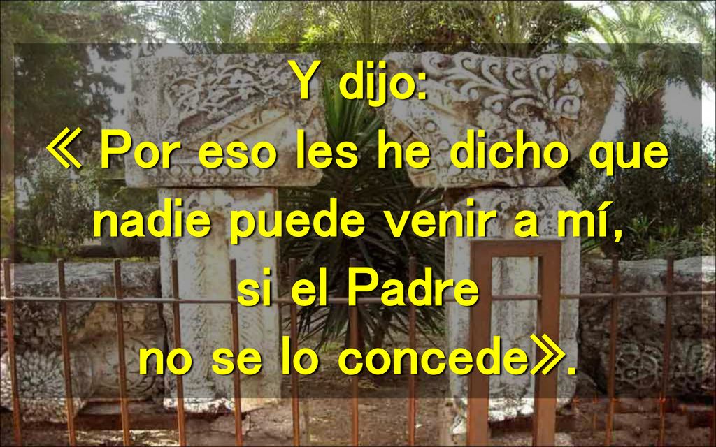 Y dijo: « Por eso les he dicho que nadie puede venir a mí, si el Padre no se lo concede».