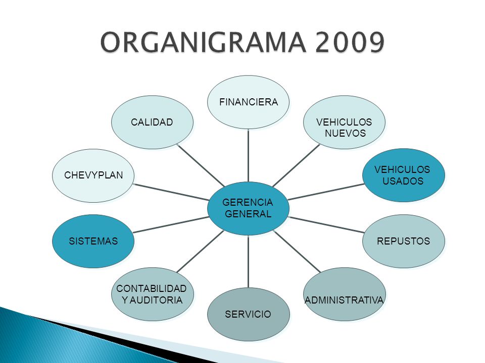 ORGANIGRAMA 2009 CALIDAD CHEVYPLAN SISTEMAS CONTABILIDAD Y AUDITORIA