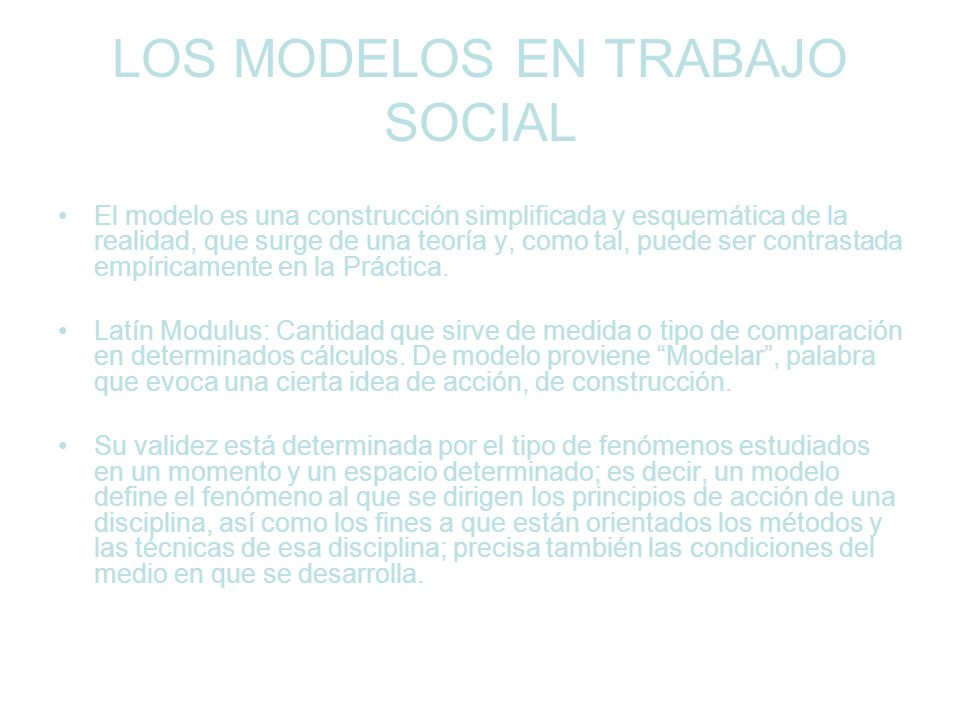 LOS MODELOS EN TRABAJO SOCIAL