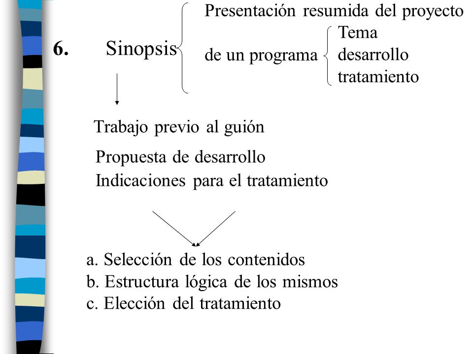 6. Sinopsis Presentación resumida del proyecto de un programa Tema