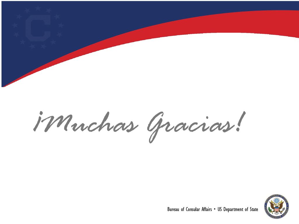 ¡Muchas Gracias! Bureau of Consular Affairs  US Department of State