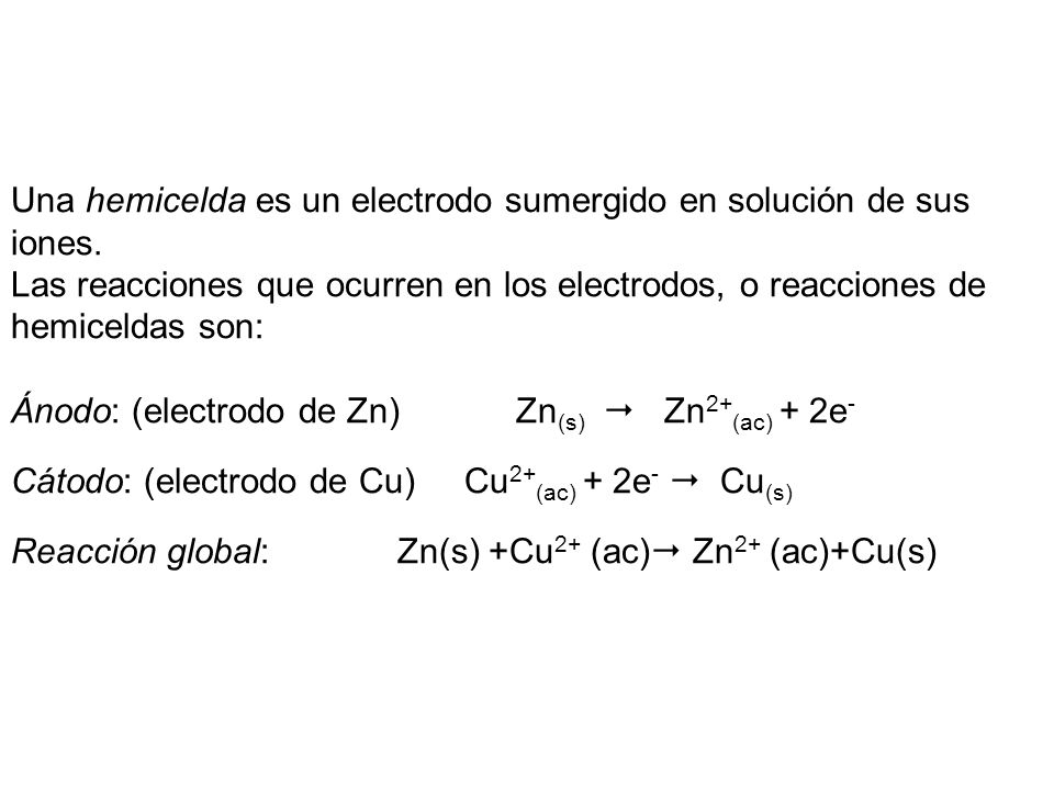 Una hemicelda es un electrodo sumergido en solución de sus iones.