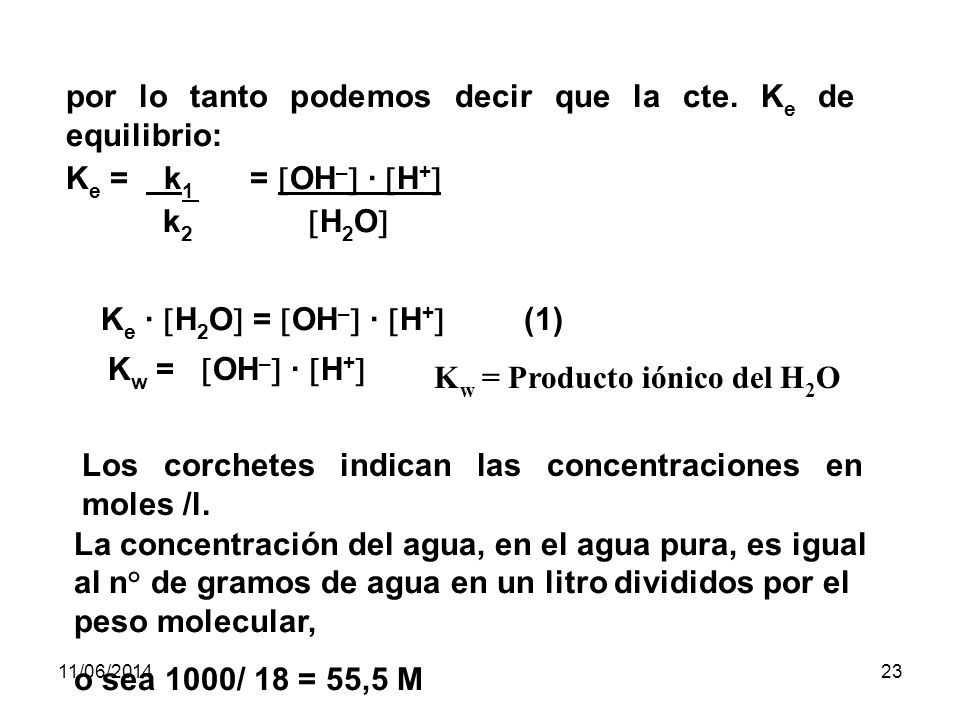 por lo tanto podemos decir que la cte. Ke de equilibrio: