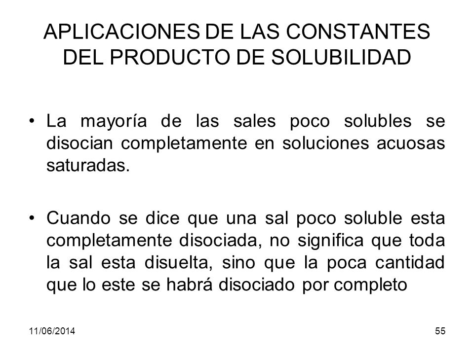 APLICACIONES DE LAS CONSTANTES DEL PRODUCTO DE SOLUBILIDAD