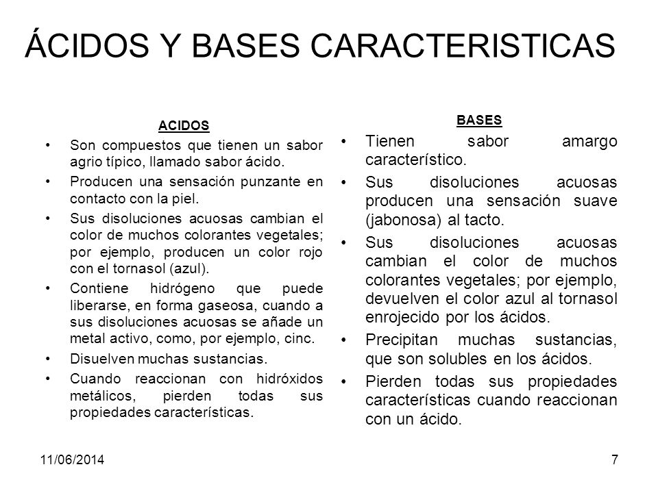 ÁCIDOS Y BASES CARACTERISTICAS