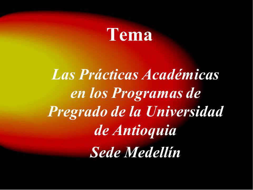 Tema Las Prácticas Académicas en los Programas de Pregrado de la Universidad de Antioquia.