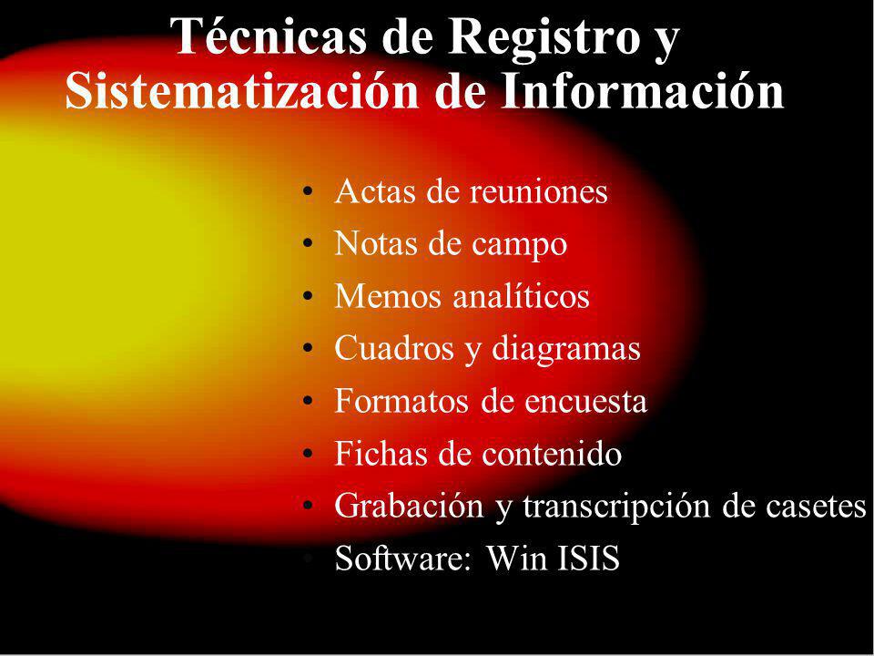 Técnicas de Registro y Sistematización de Información