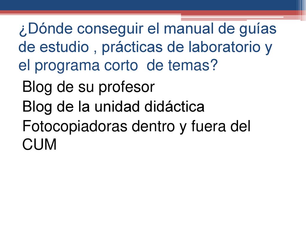 ¿Dónde conseguir el manual de guías de estudio , prácticas de laboratorio y el programa corto de temas