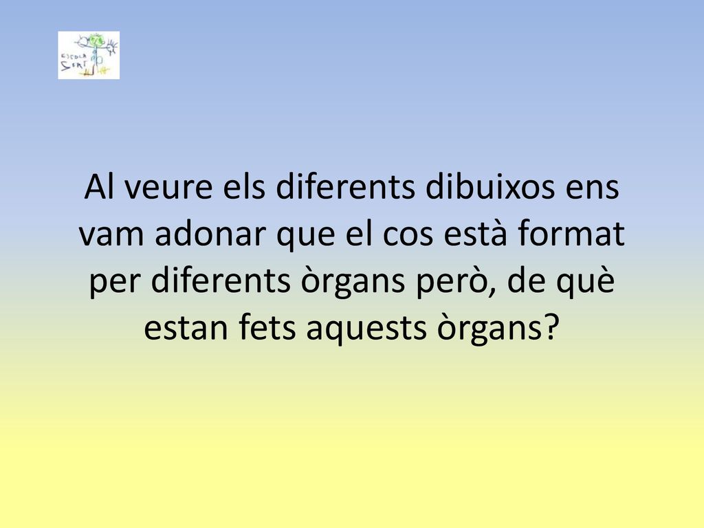 Al veure els diferents dibuixos ens vam adonar que el cos està format per diferents òrgans però, de què estan fets aquests òrgans
