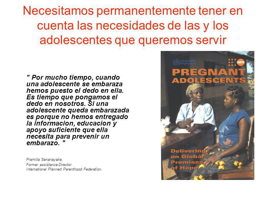 Necesitamos permanentemente tener en cuenta las necesidades de las y los adolescentes que queremos servir