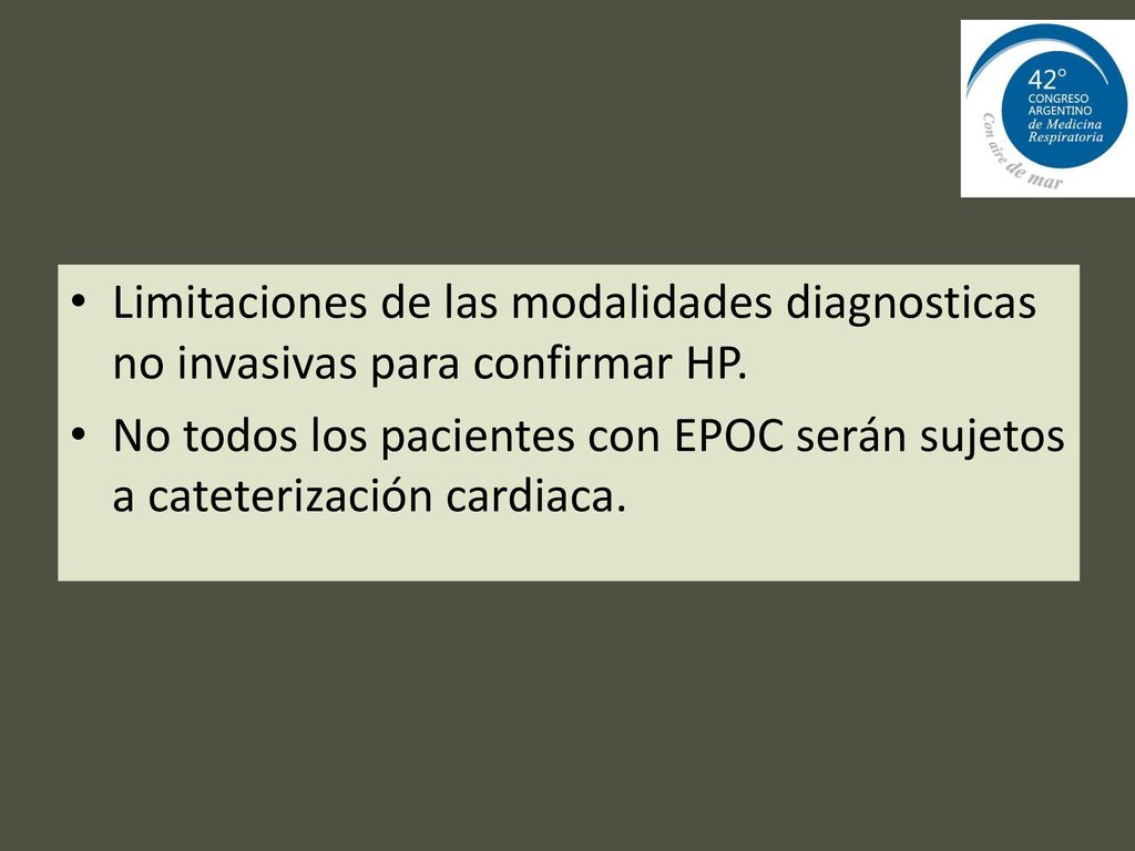Limitaciones de las modalidades diagnosticas no invasivas para confirmar HP.