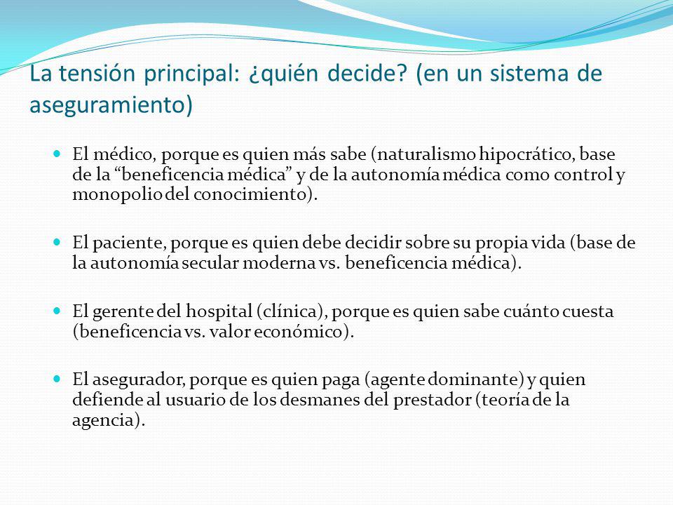 La tensión principal: ¿quién decide (en un sistema de aseguramiento)