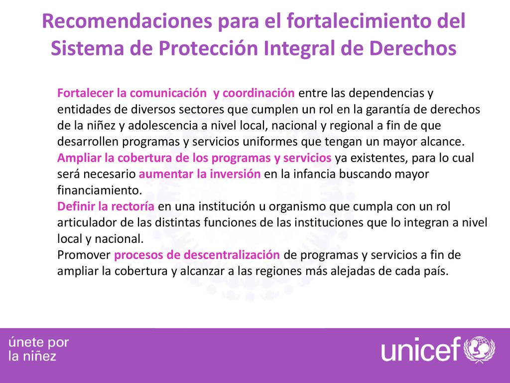 Recomendaciones para el fortalecimiento del Sistema de Protección Integral de Derechos