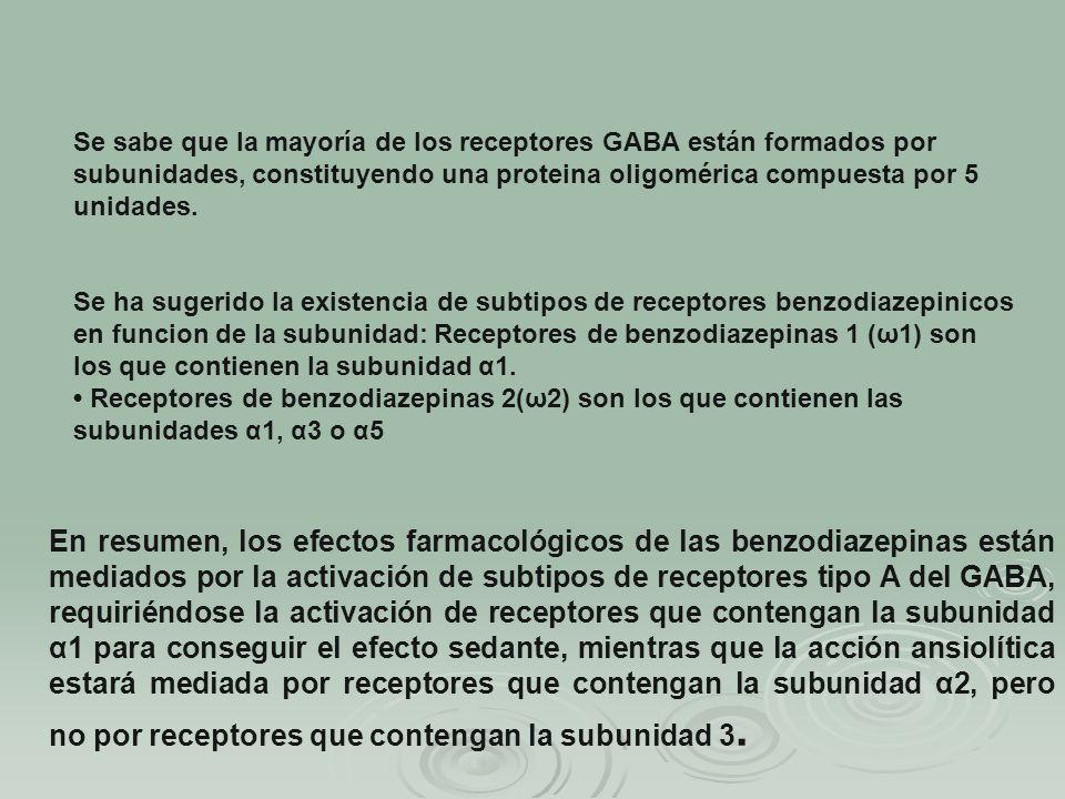Se sabe que la mayoría de los receptores GABA están formados por
