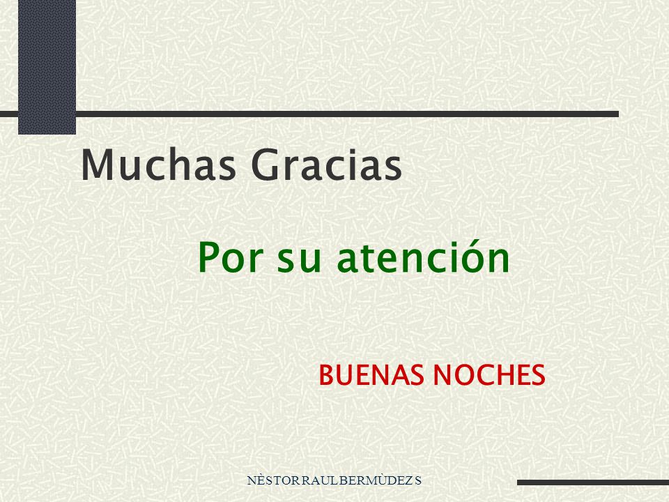 Muchas Gracias Por su atención BUENAS NOCHES NÈSTOR RAUL BERMÙDEZ S