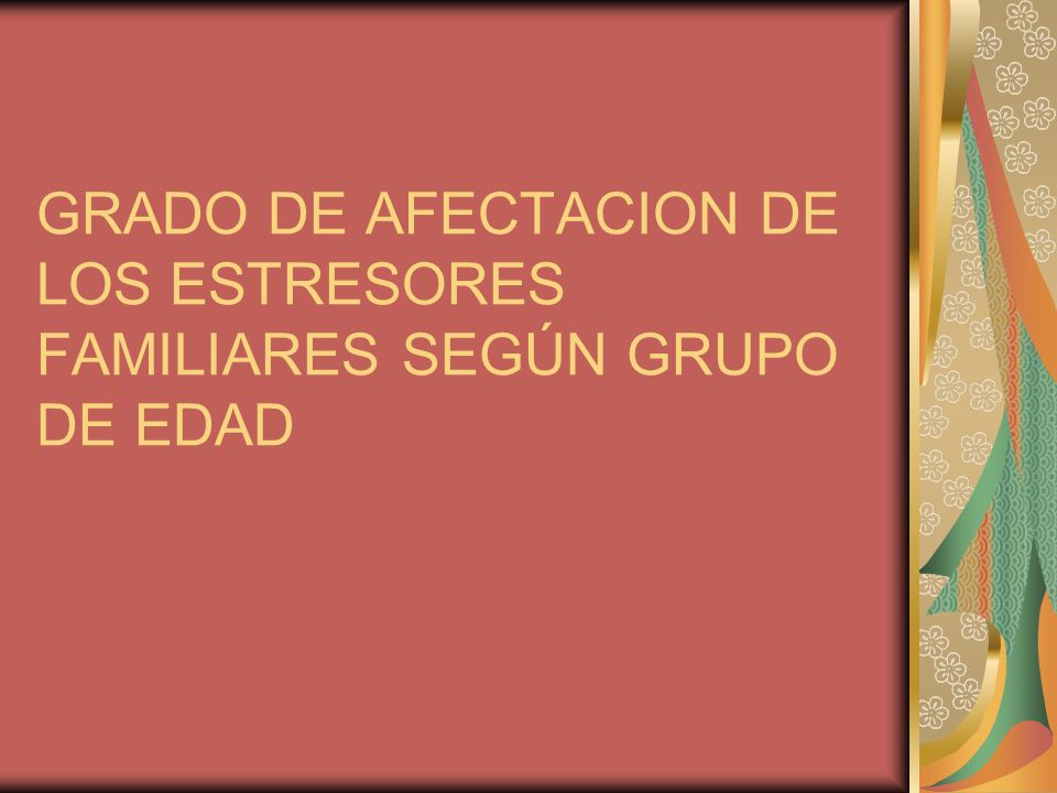 GRADO DE AFECTACION DE LOS ESTRESORES FAMILIARES SEGÚN GRUPO DE EDAD