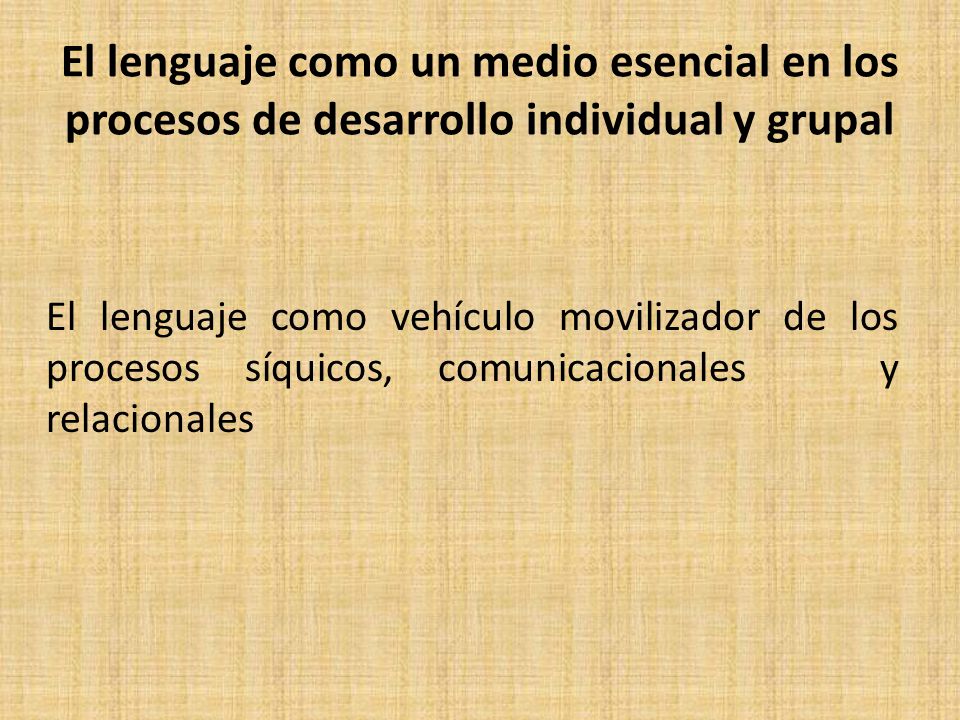 El lenguaje como un medio esencial en los procesos de desarrollo individual y grupal