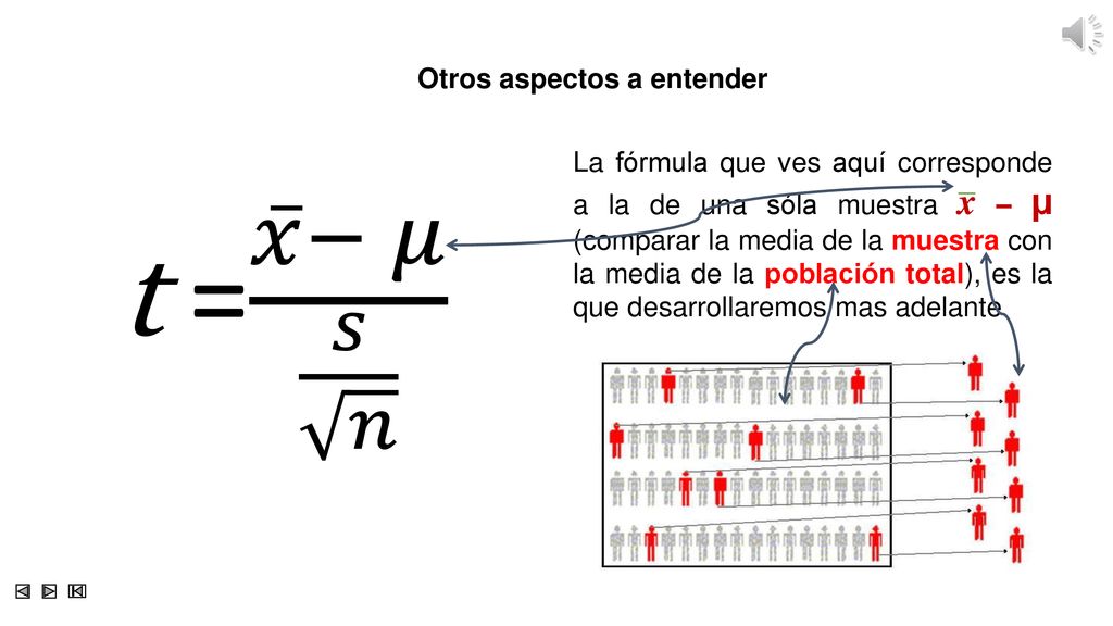 t = 𝑥 − 𝜇 𝑠 𝑛 Otros aspectos a entender