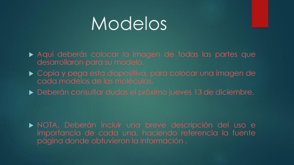 Modelos Aquí deberás colocar la imagen de todas las partes que desarrollaron para su modelo.