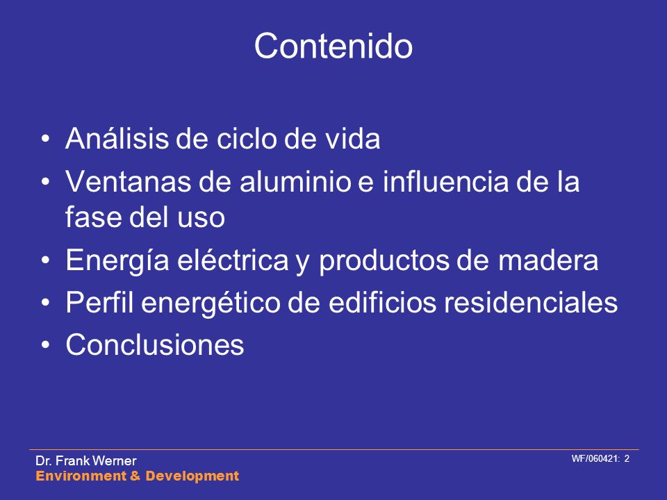 Contenido Análisis de ciclo de vida