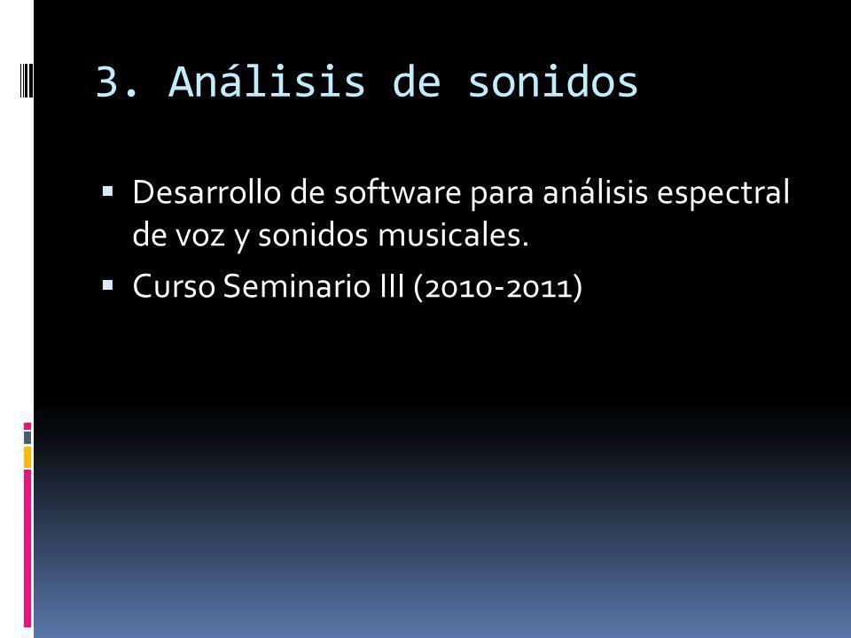 3. Análisis de sonidos Desarrollo de software para análisis espectral de voz y sonidos musicales.