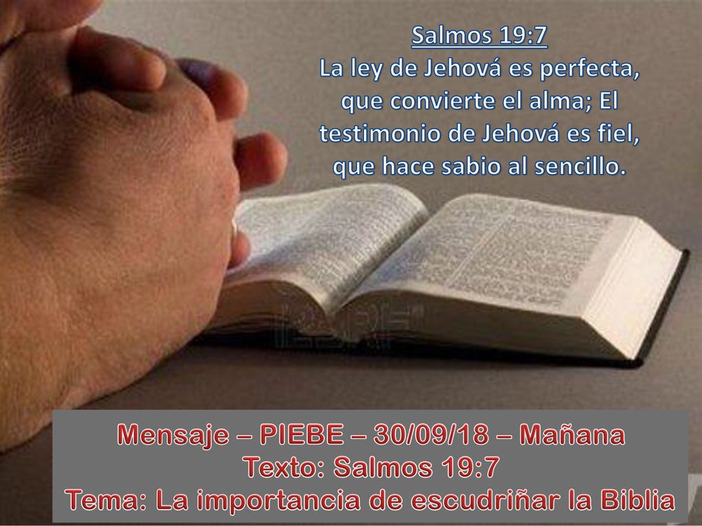 Salmos 19:7 La ley de Jehová es perfecta, que convierte el alma; El testimonio de Jehová es fiel, que hace sabio al sencillo.