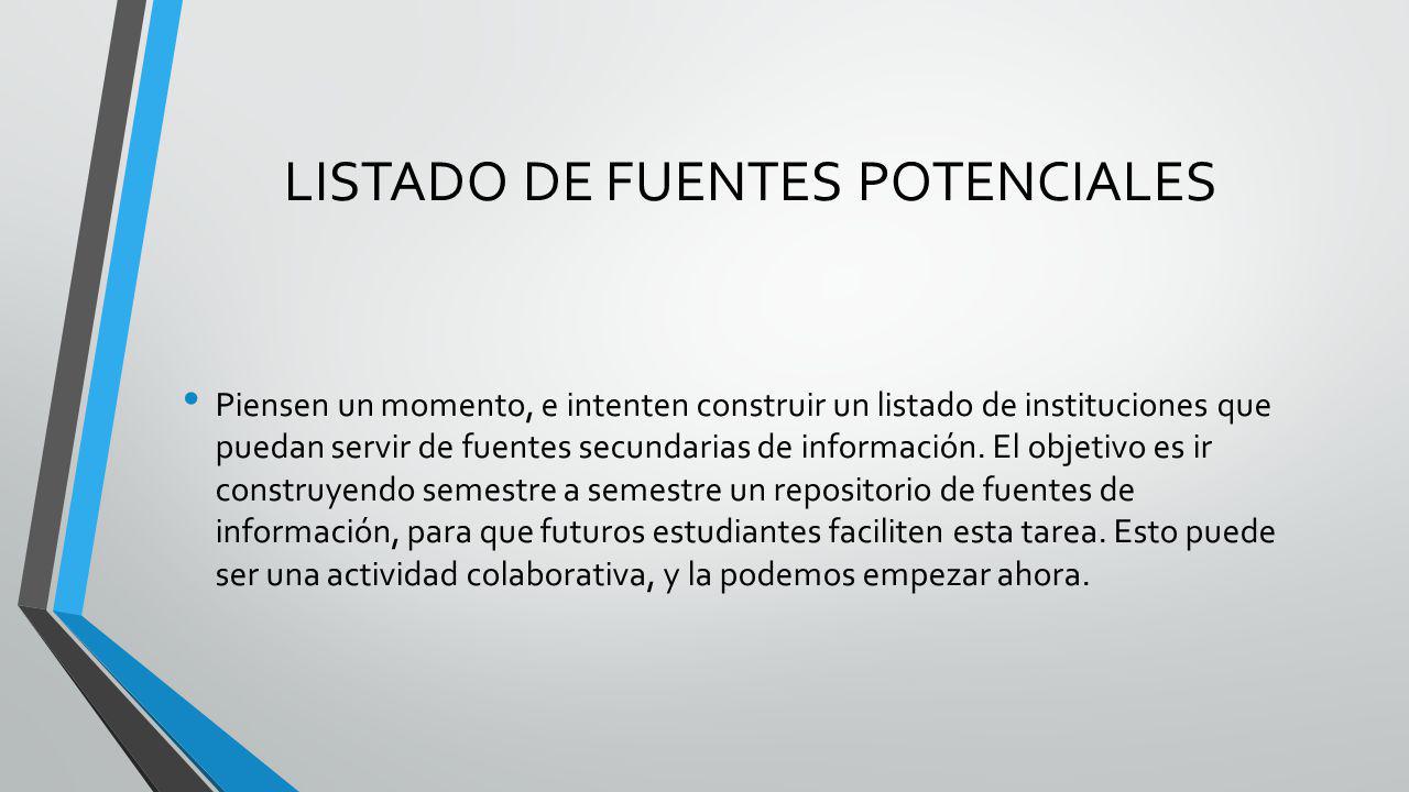 LISTADO DE FUENTES POTENCIALES